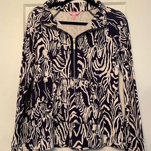 Lilly Pulitzer Blue & White Quarter Zip - size XS